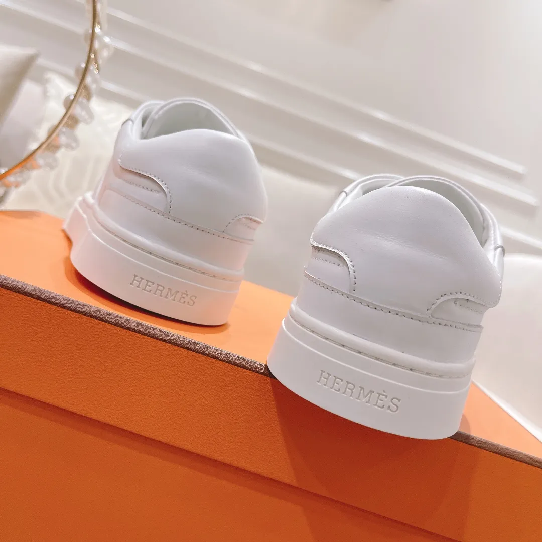 👟👟Ex-factory price 480👟👟 HERMES The latest Kelly buckle white sneakers! Size: 35-44